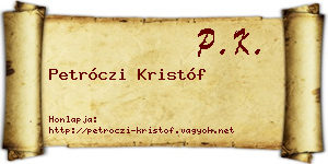Petróczi Kristóf névjegykártya